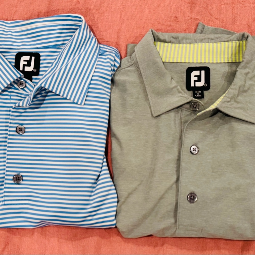 Men’s FJ XXL Striped Blue Polo and Gray/Green Polo - Golf Business Casual